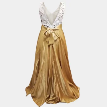 Vestido gala oro y perla
