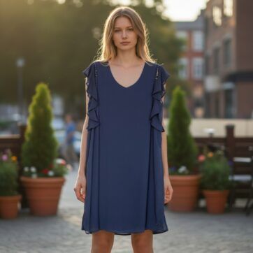 Vestido gasa volantes