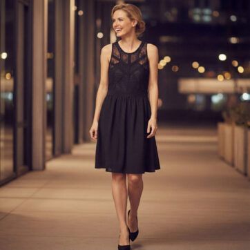 Vestido encaje escote nadadora