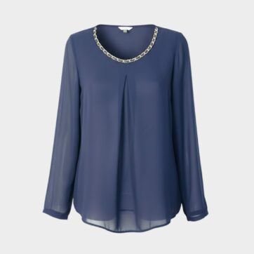 Blusa en gasa escote cadena