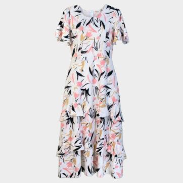 Vestido estampado floral volantes