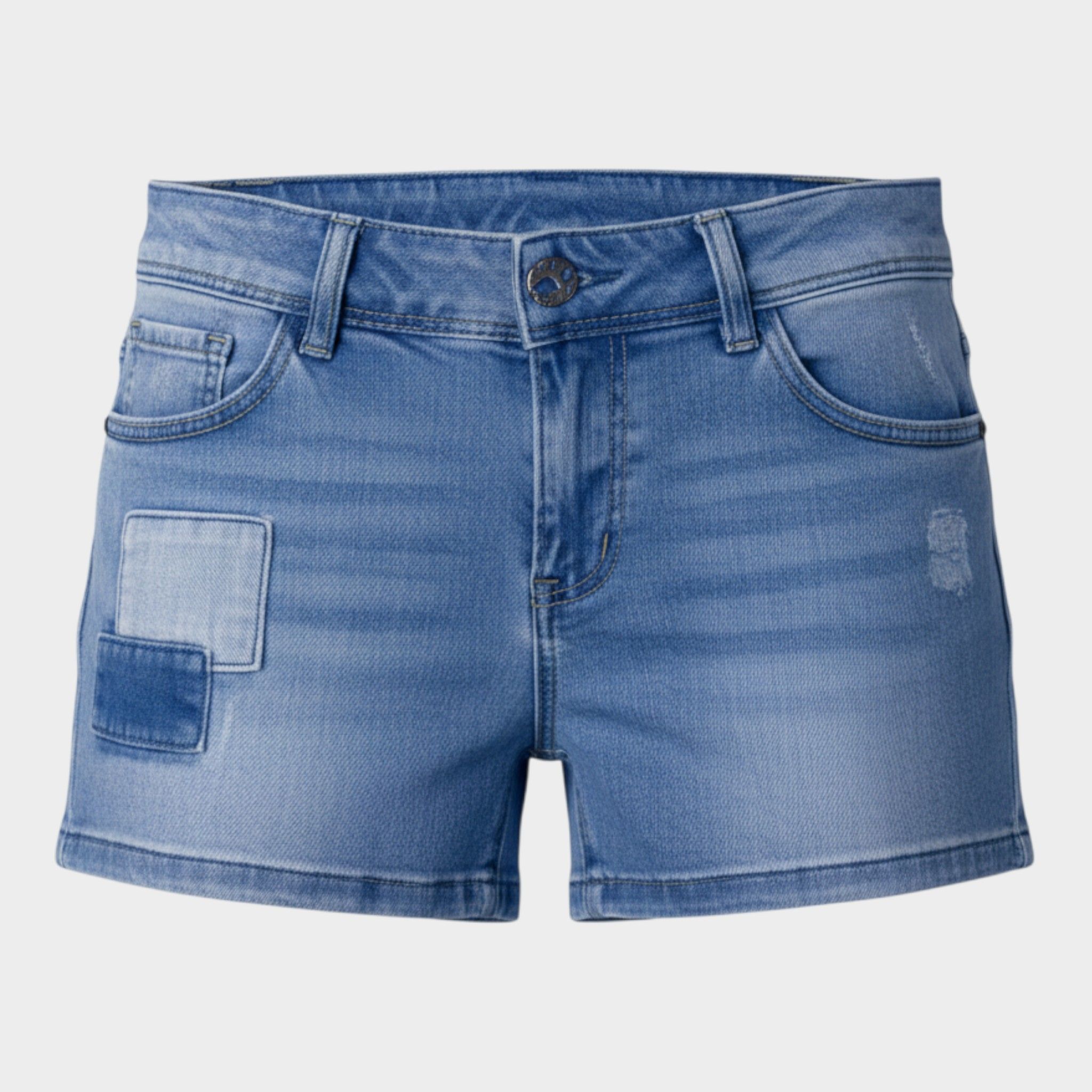 Short denim parches