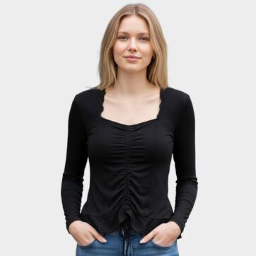 Blusa encaje escote fruncido