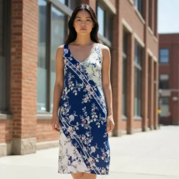 Vestido floral print diagonal