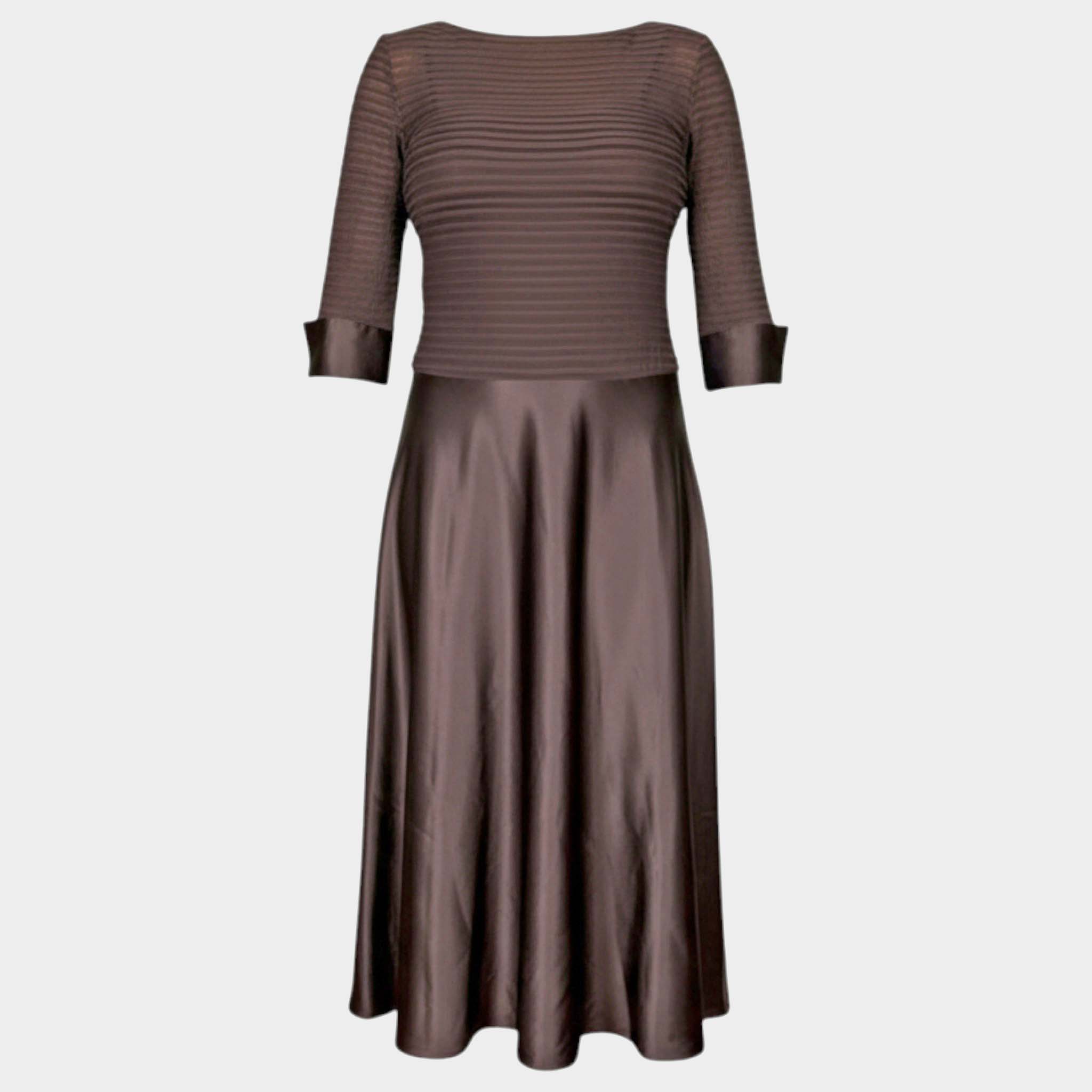 Vestido tejido texturizado y raso