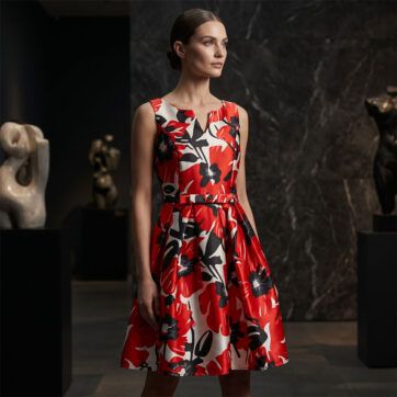 Vestido estructurado maxiflorales rojos