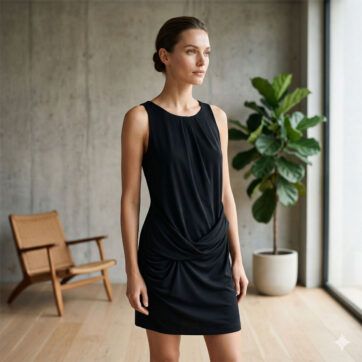 Vestido minimalista drapeado asimétrico