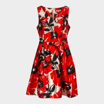Vestido estructurado maxiflorales rojos