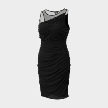 Vestido drapeado escote malla