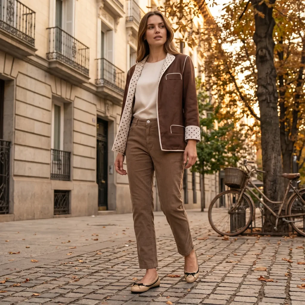 Outifit: blazer vintage Lillie Rubin, patalón de corduroy, ballerinas Tangüis