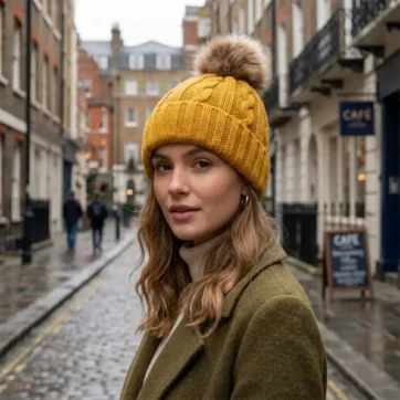 Gorro trenzado con pompón