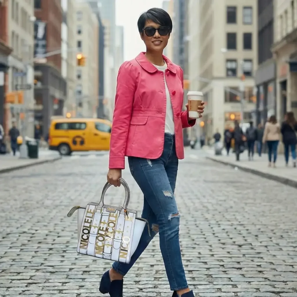 Outfit: Blazer J. Crew, jeans Index, cartera Nicole Lee