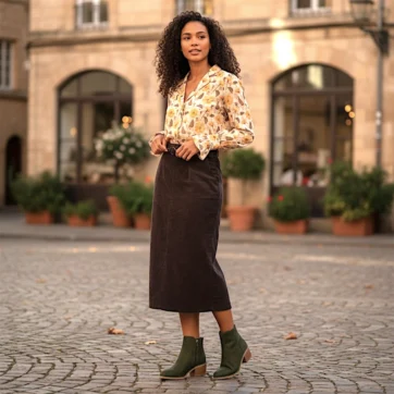Falda midi suede chocolate
