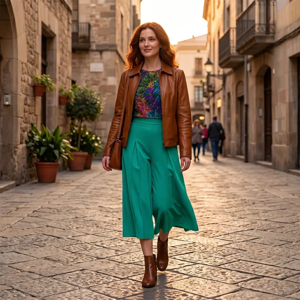 Outfit: Chaqueta, Fabrica Donna; Top, Zara, Falda pantalón y botines