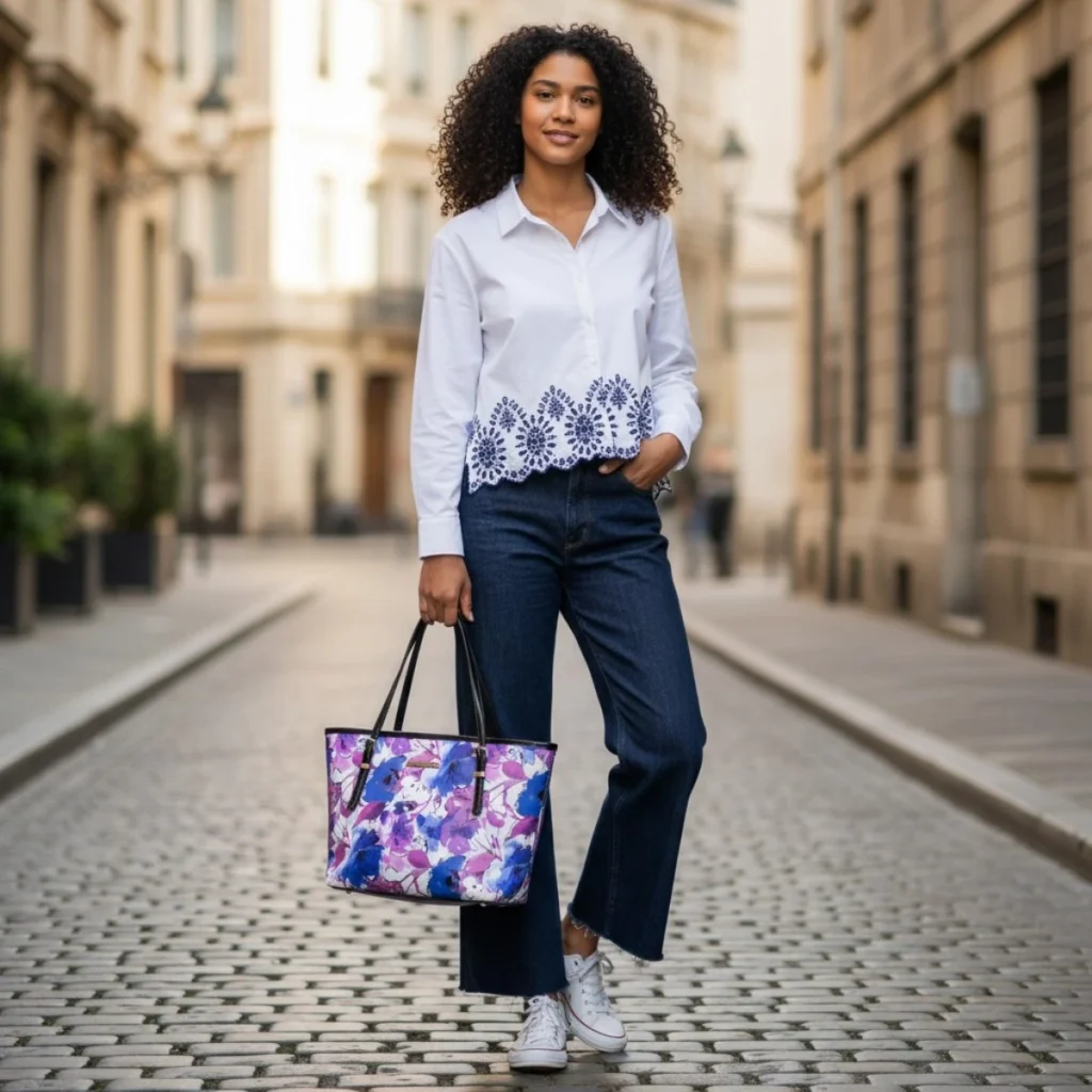 Outfit: blusa boxy, University Club; Jean, Zara; Tote Bag, Nine West