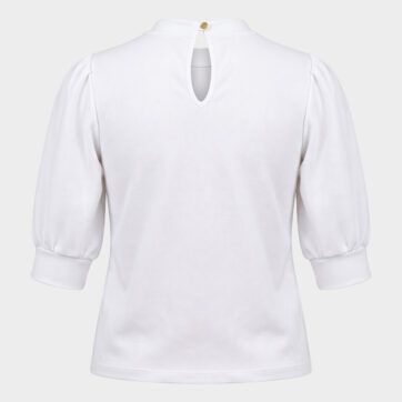 Blusa blanca estructurada, vista posterior