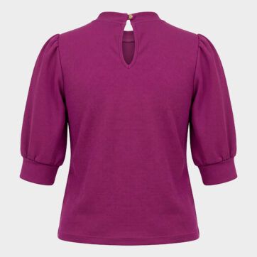 Blusa mangas abullonadas vino, vista posterior